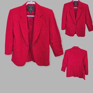 Vintage Limited Edition Collection Red Wool Blend Cashmere Coat Jacket Womens S